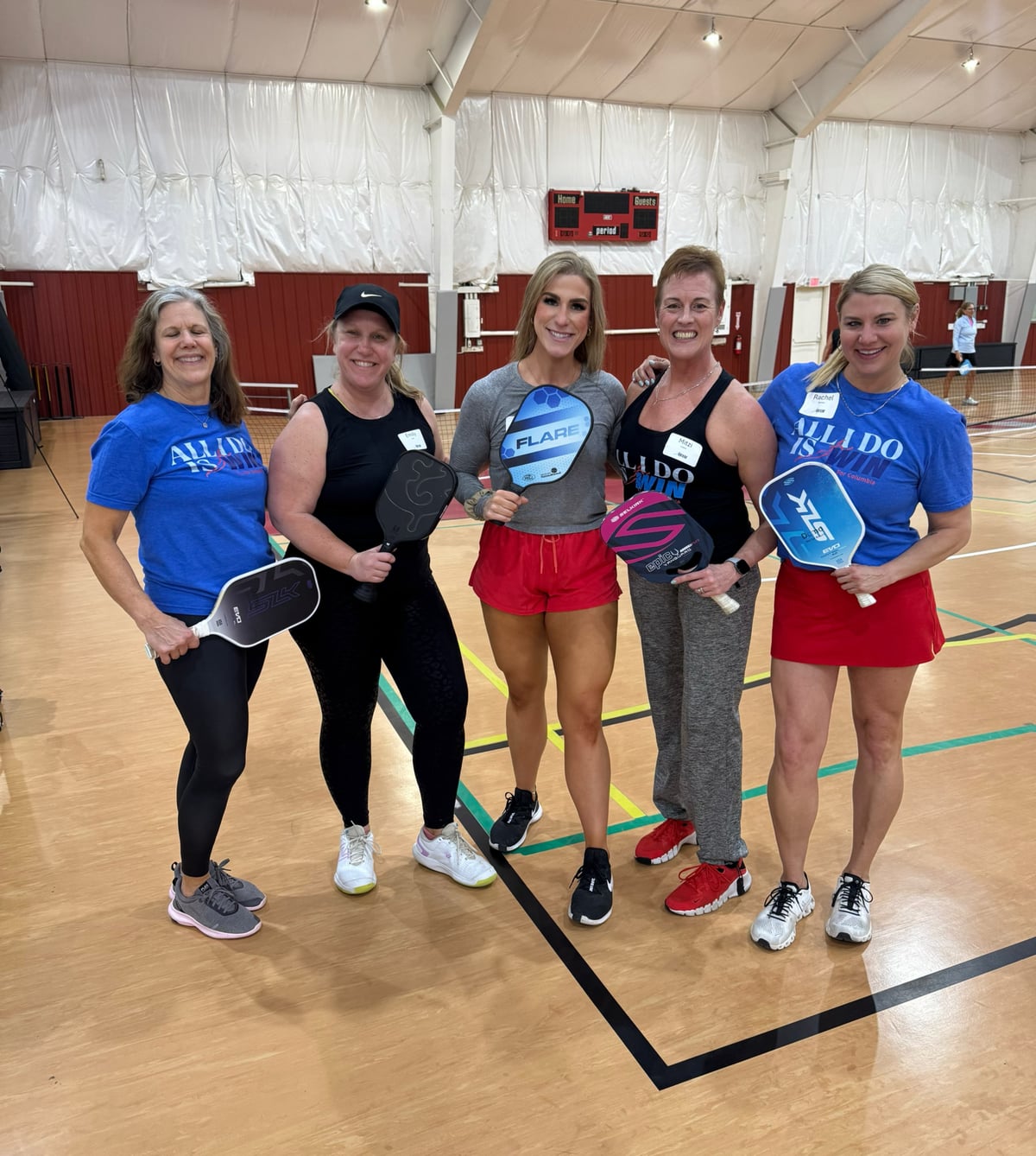 Rachel with fellow participants at a WIN for Columbia pickleball community event